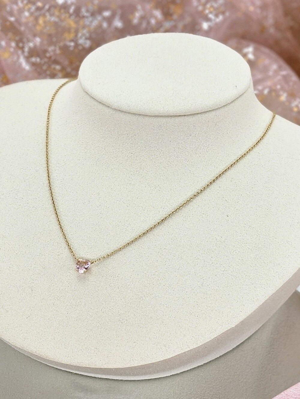 Nadri Heart Pendant Necklace Pink Gold Plated Minimalist Love Dainty Formal Gift - Picture 3 of 5
